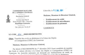 TRANSFERT DES FONDS À LA CAISSE DES DÉPÔTS ET DE CONSIGNATIONS