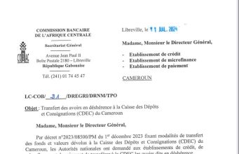 TRANSFERT DES FONDS À LA CAISSE DES DÉPÔTS ET DE CONSIGNATIONS